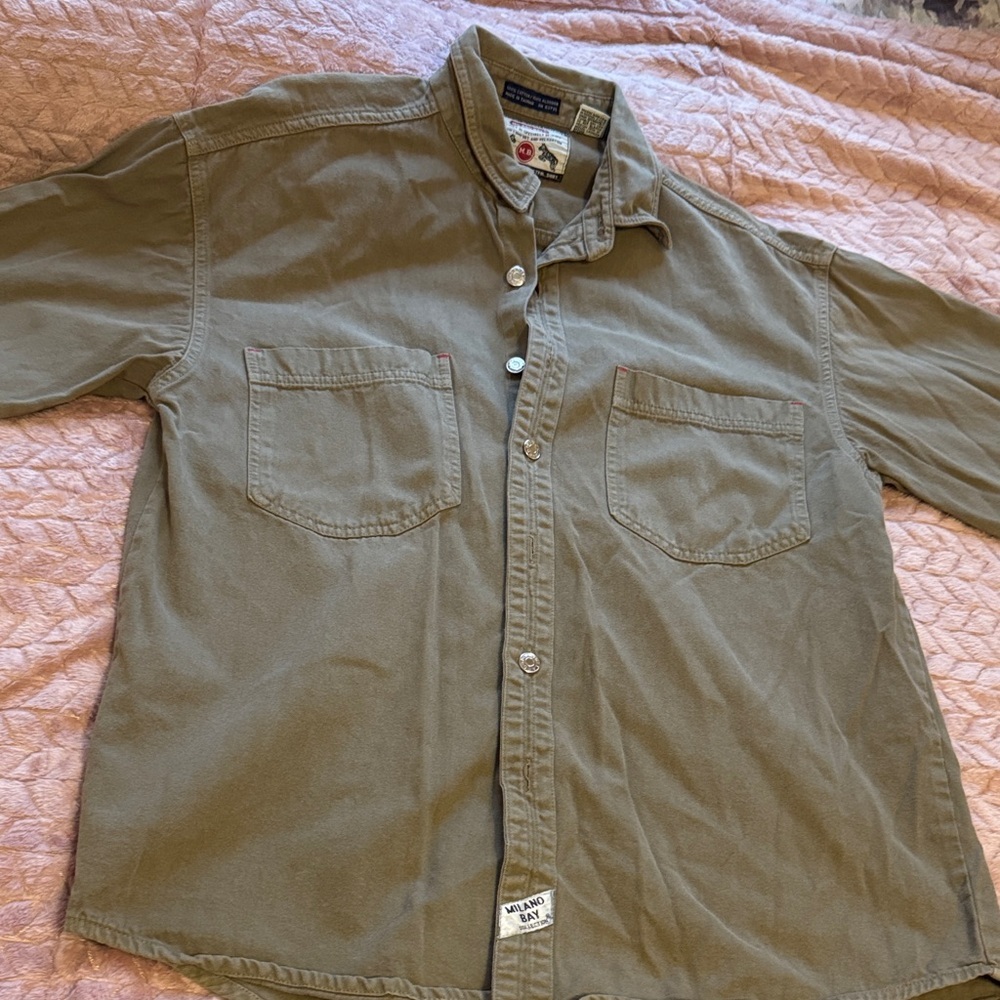 Men's Casual Button Down Shirt - Khaki - Picture 2 of 9